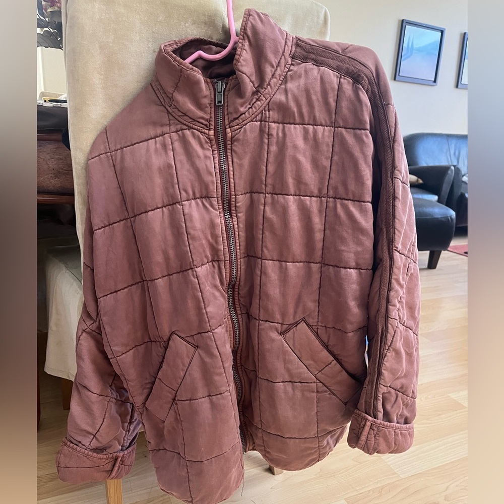 Free People Quilted Dolman Jacket Mauve/Brown Color